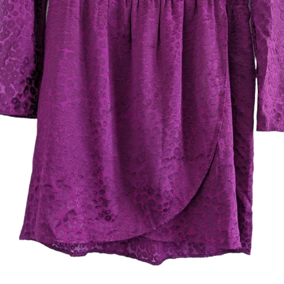 & Other Stories Magenta Leopard Jacquard Long Sleeve Mini Dress Size 12 - Picture 5 of 10